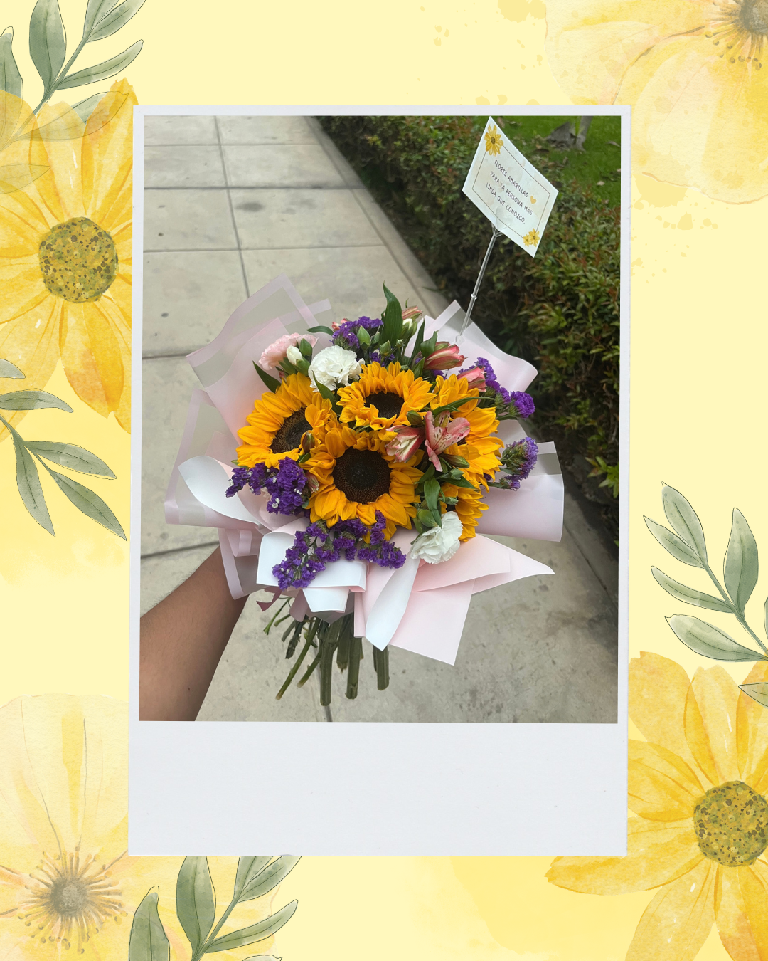 Ramo de 5 girasoles + complementos